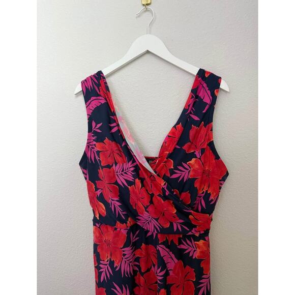 Land’s End Women’s Modest‎ Chlorine-Resistant Surplice Swim Dress Sz 18 - Picture 2 of 9